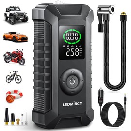 Tire Inflator Portable Air Compressor,LEDMIRCY Portable Air Pump for Car Tires 12V DC Mini Mobile Tire Air Pump with Digital Pressure Gauge Respond Emergency for Car,Pickup,Motorcycle,Bicycle and More