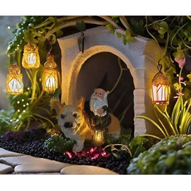 MONMOB Solar Gnome Statues Gnome Corgi Solar Lights Garden Statue Corgi Solar Lamp for Patio Balcony Yard Lawn Corgi Gifts Gnome Gifts