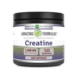 Amazing Nutrition- Amazing Formulas Creatina 3000Mg Por Porción Suplemento de 500 Cápsulas  Sin OGM  Sin Gluten  Hecho                                