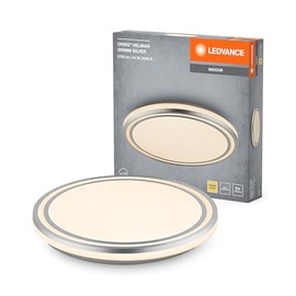 LEDVANCE Orbis Helman Ceiling Light with LED, White/Silver, 24 W, 1500 lm, 3000 K, 830 Friendly Warm White, 390 mm Diameter, Mounting Screws and Dowels Included