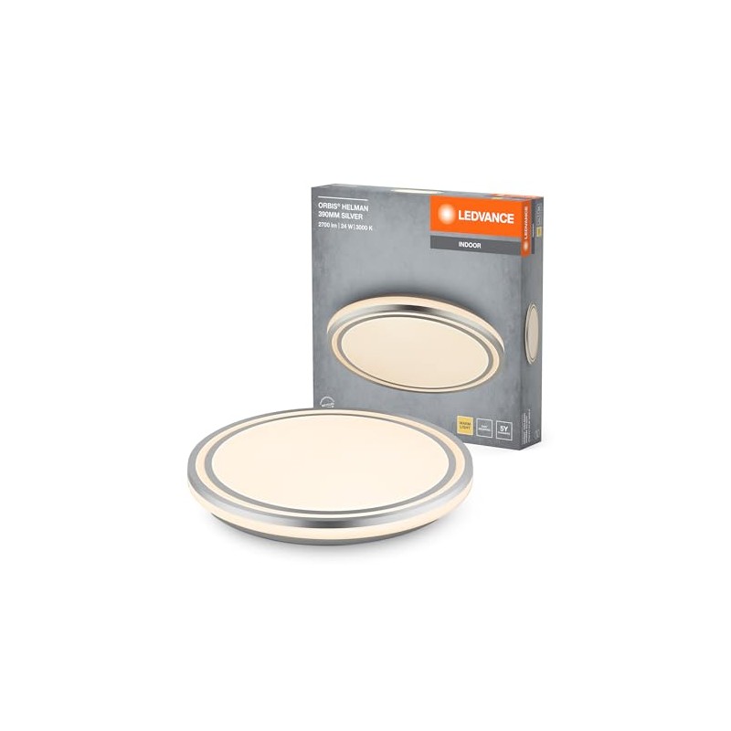 LEDVANCE Orbis Helman Ceiling Light with LED, White/Silver, 24 W,