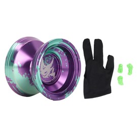 Kids Yoyo Ball Unresponsive Bearing Stable Rotation Alloy Yoyo Toy with Glove Rope for Children Purple