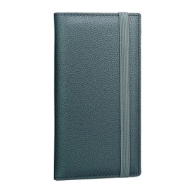 Yarnic Checkbook Cover for Personal Checkbook, Checkbook Holder with Pen Holder & Built-in Clear Plastic Divider for Duplicate Checks (Grey Green)