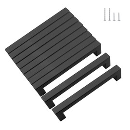 KEWUZY Pack of 10 Furniture Handles, Black 96 mm Hole Spacing Kitchen Handles, Stainless Steel Drawer Handles with Forty Screws, Cabinet Handles, Door Handles, Kitchen Square Handles (Black, 96 mm)