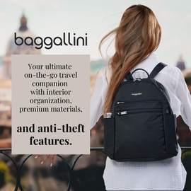 Baggallini Women's Securtex Anti-Theft Vacation Travel Backpack 10x13 Slash-Resistant Nylon Daypack W/Locking Zippers & RFID Protection, Midnight Blossom, One Size