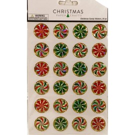 Hobby Lobby HL Christmas Craft Supply -  Peppermint Candy Stickers 24pc