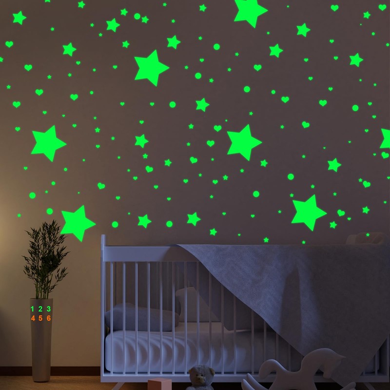 sourcing map Glow in The Dark Heart Decals Decor Blue