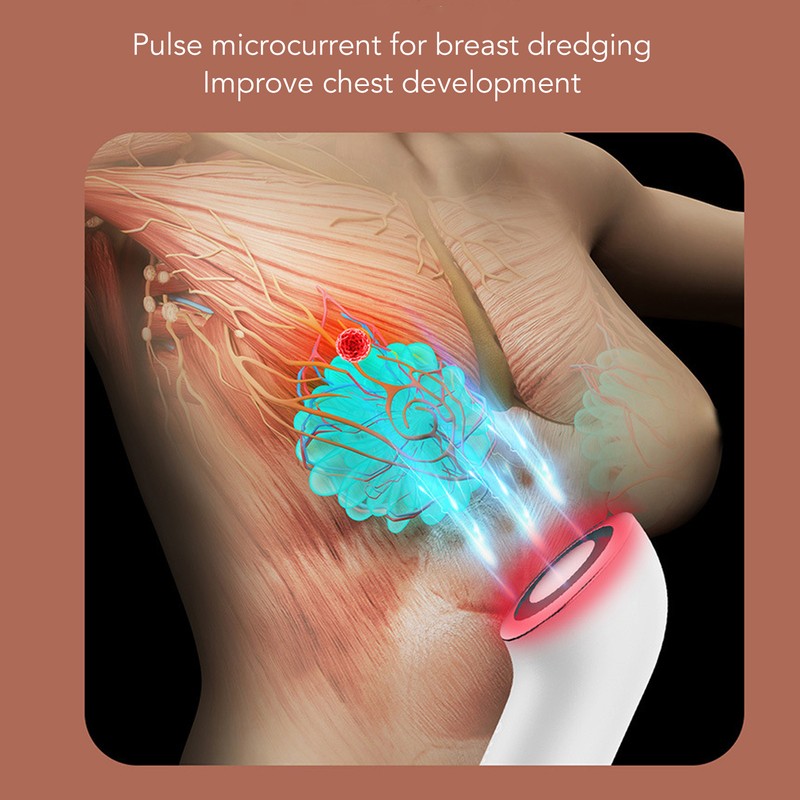 Handheld Breast Massager 3 Microcurrent 3 Temperature Red Lighting Electric