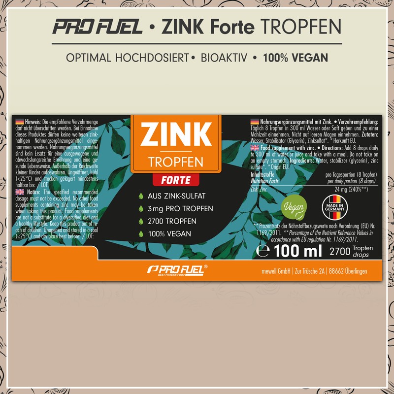 ProFuel Zinc drops FORTE 3x100ml - 8100 drops extra high