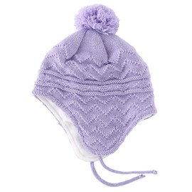 Connectyle Gorro de invierno con forro polar para niños y niñas, Light Purple, 6-12 Meses
