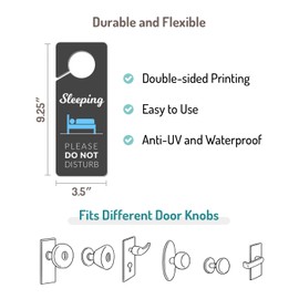 Sleeping Sign for Door, 2 Pack (Printed on Both Sides), 9.3″x3.5″ PVC Plastic, Naps Sign, Napping Sign, Do not Ring Bell Sign, Baby Sleeping Sign, Night Shift Sleeping, Do Not Disturb Sign