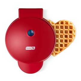 Dash Express 8” Waffle Maker for Waffles, Paninis, Hash Browns + other Breakfast, Lunch, or Snacks, with Easy Clean, Dual Non-Stick Surfaces - Red Heart