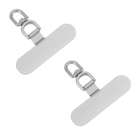 Gosknor 2pcs Universal Phone Tether Tabs, Oval Cell Phone Lanyard Patches Metal Phone Patch Stick-Free Phone Lanyard Tab for Full-Coverage Phone Cases (Silver)