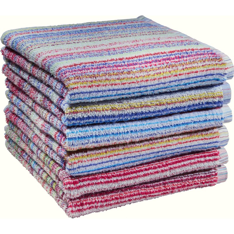 REDBEST Hand Towel Pack of 6 Stripes Colourful Size 50