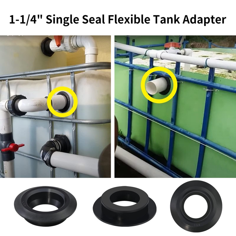 2 Pack 1-1/4" Vsttar Flexible Tank Adapter (Bulkhead), Flexible Pipe-to-Tank