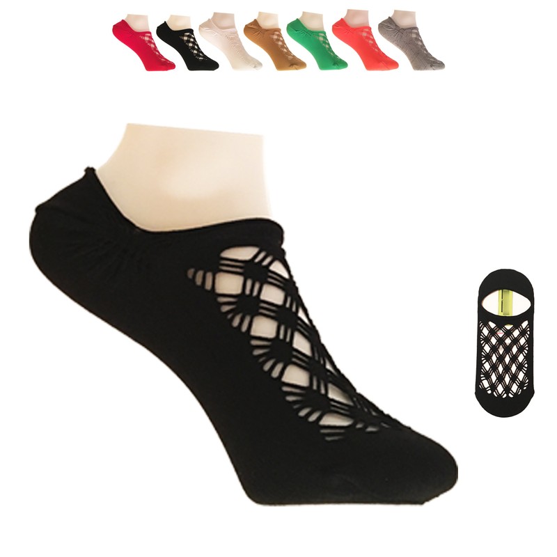 3 Pairs Ladies Fishnet Mesh Design Comfortable, Elegant Footsie Trainer