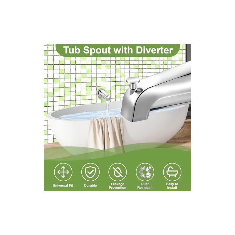 Enhon Tub Spout, Universal Fits 1/2'' Copper Pipe, 1/2'' IPS
