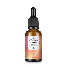 Vitamin D3/K2 Tropfen – 25 µg D3 & 20 µg K2 MK7 – 1700 Tropfen (50 ml) – Pflanzliches D3 aus Flechten – MCT-Öl – Vegan,Orangenaroma