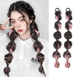 YOVOY Hair Extension, Braided Wig Extension, Ponytail Wig, Color Extension, Braided Hair Extension, Colorful Hair Wig Extension, For Kids, Kids, Adults, Dance, Recitals, Events, Parties, Costumes, Set