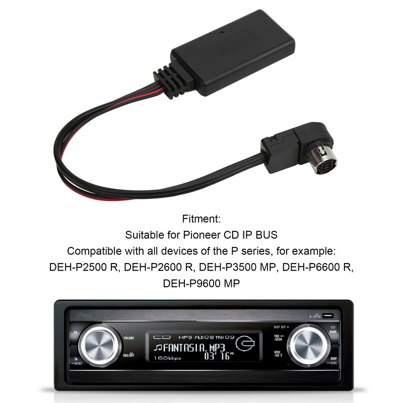 Car Bluetooth5.0 AUX IN Module Wireless ABS Black Heatproof Antiaging