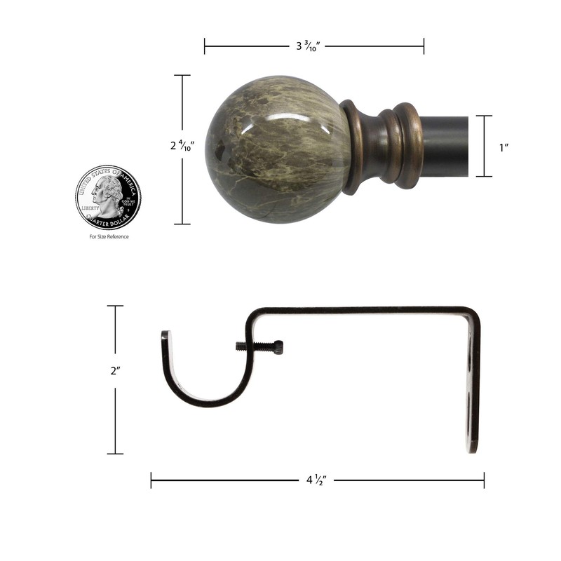 Beme International 1" Decopolitan Core Marble Ball Telescoping Drapery Rod
