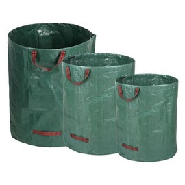 Dihl 2x 272 Litre Heavy Duty Garden Waste Bags, Reusable Rubbish Sacks with Upper and Side Handles, 67cm x 76 cm, Green, Woven Polypropylene. For Waste, Grass, Leaves and More. Pack of 2