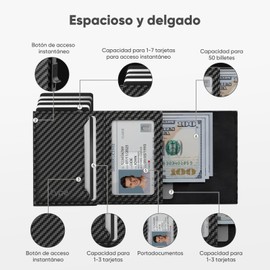 Yabely Portafolios Desplegable para Tarjetas con Soporte AirTag con Bloqueo RFID, Carteras para Hombre, Tarjetero De Cuero, Billetera para Hombre, Soporte para Tarjetas De Crédito con Compartimento