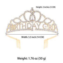 BIRTHDAY GIRL Tiara with Crystal Rhinestones for Princess, Queen, Happy Birthday, Party Decorations, Comb, Headband, Crown, Girls and Women, Carnival, Party, Crystal