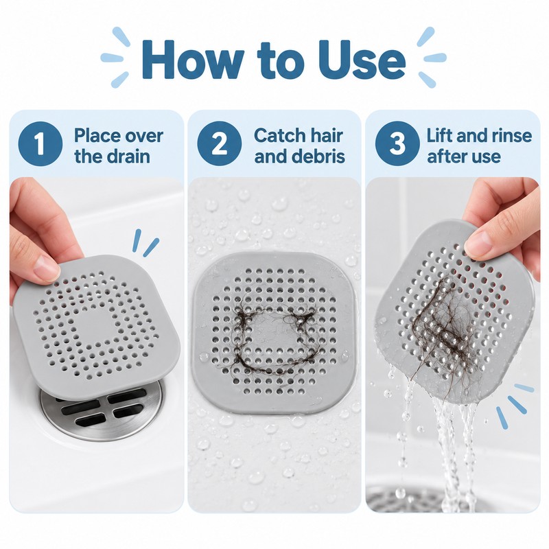 Silicone Drain Hair Catcher for Sink & Shower – Flexible