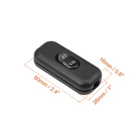 Rebower AC 250V 6A In-Line Cord Switch On-Off Control DPST Switch for Lamp Bedroom Lighting 60x26mm/Black/2pcs