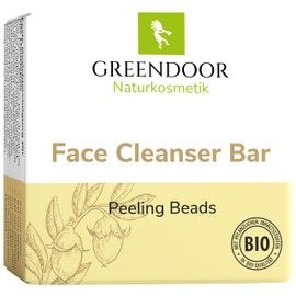 GREENDOOR Naturkosmetik Fester Gesichtsreiniger Peeling Beads 57g, Vegan, Seifenfrei, Hautmild, Natürlich