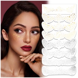 ZLSPTK 8Pcs Glitter Freckles Face Tattoo Gold Silver Face Sparkle Speckles Patches Cute Waterproof Temporary Freckles Tattoos for Women Girls Stardust Beauty Makeup Accessories for Music Party Holiday