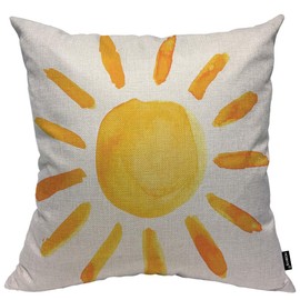 HOSNYE Yellow Sun Throw Pillow Cushion CoversWatercolor Bright Decorative Square Accent Pillow Case 18 x18 inch