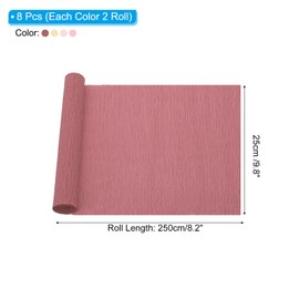 PATIKIL 8.2ft Crepe Paper Roll, 8 Roll 10" Width Soft Paper Streamer Sheet for Craft Flower Making Wrapping Party Birthday Wedding Decoration Ornament, Multicolored 7