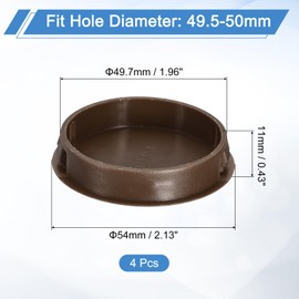 uxcell 4Pcs 50mm(2") Nylon Hole Plugs, Flush Type Panel Round Snap in Fastener Knockout Locking Plugs for Furniture Insert End Caps Panels, Brown
