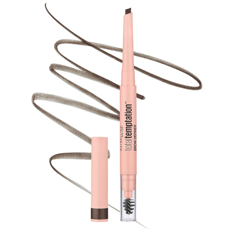 MAYBELLINE - Lápiz definidor de cejas Total Temptation, marrón oscuro,