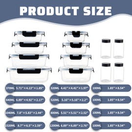 Glass Meal Prep Food Containers with Lids – 8 Airtight Storage Boxes + 4 Leakproof Shot Bottles for healthy Juices or Spices – Reusable, Stackable, Microwave & Dishwasher Safe – Ideal for Lunch