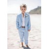 Tesscy Linen Boys Blue Suits Beach Wedding Suit Summer Casual