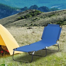 Blue Oxford Fabric Reclining Folding Sun Lounger Chair For Beach Patio Outdoor Use Modern Design Contemporary Stylecolor: as Pic Color