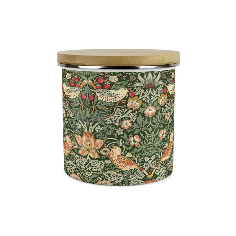 Purely Home Green Strawberry Thief Storage Canister - Morris Inspired