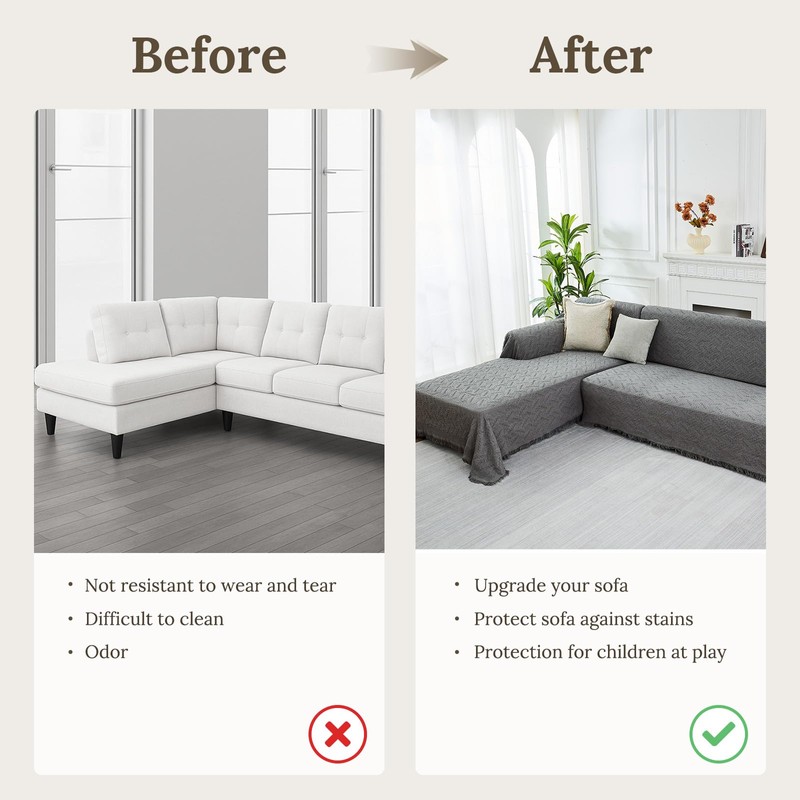 HOMERILLA Sectional Couch Covers 2 Pieces L Shaped Sofa Cover