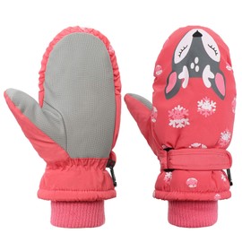 American Trends Toddler Waterproof Gloves Boys Girls Winter Gloves Baby Mittens Kids Ski Snow Warm Pink