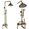 Antique Brass 8-Inch Rainfall Shower System with Hand Shower &