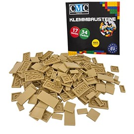 90 Clamping Blocks Tiles Building Blocks 1 x 2 2 x 2 2 x 4 Nubs Compatible Free Choice 34 Colours (094 - Beige)