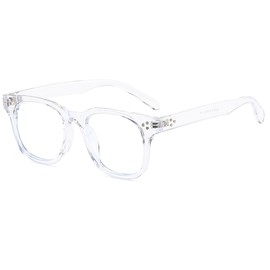 LJCZKA Blue Light Blocking Glasses for Women Men Retro Square Frame Computer Gaming Glasses Anti Eyestrain Eyeglasses (BrightClear)