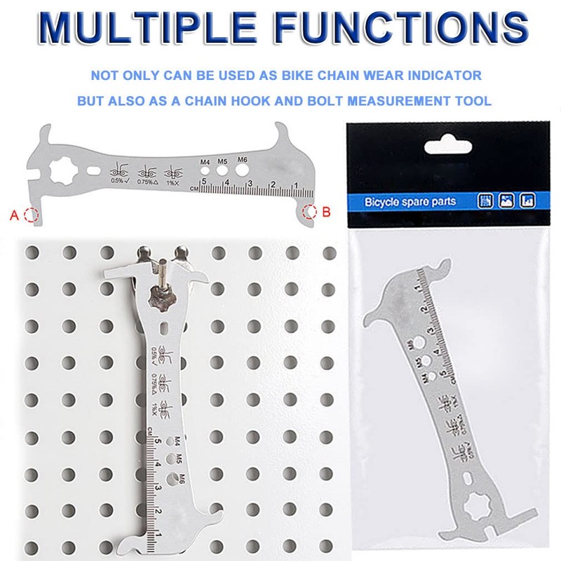 JONMON Bicycle Chain Checker, Bike Wear Indicator Gauge Measuring Ruler