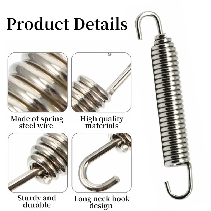 QEXUJOW Springs, Two Piece Universal Exhaust Pipe Spring, Stainless Steel