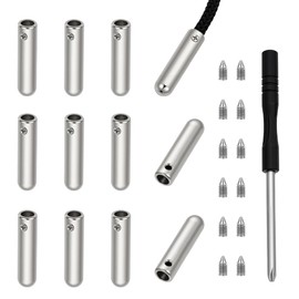 NBEADS 12 Sets Shoelace Tips with Screws and Screwdriver, 4mm Silver Round Head Alloy Metal Aglet Shoe Lace Ends Caps for DIY Repairing and Design Making, 25x6mm
