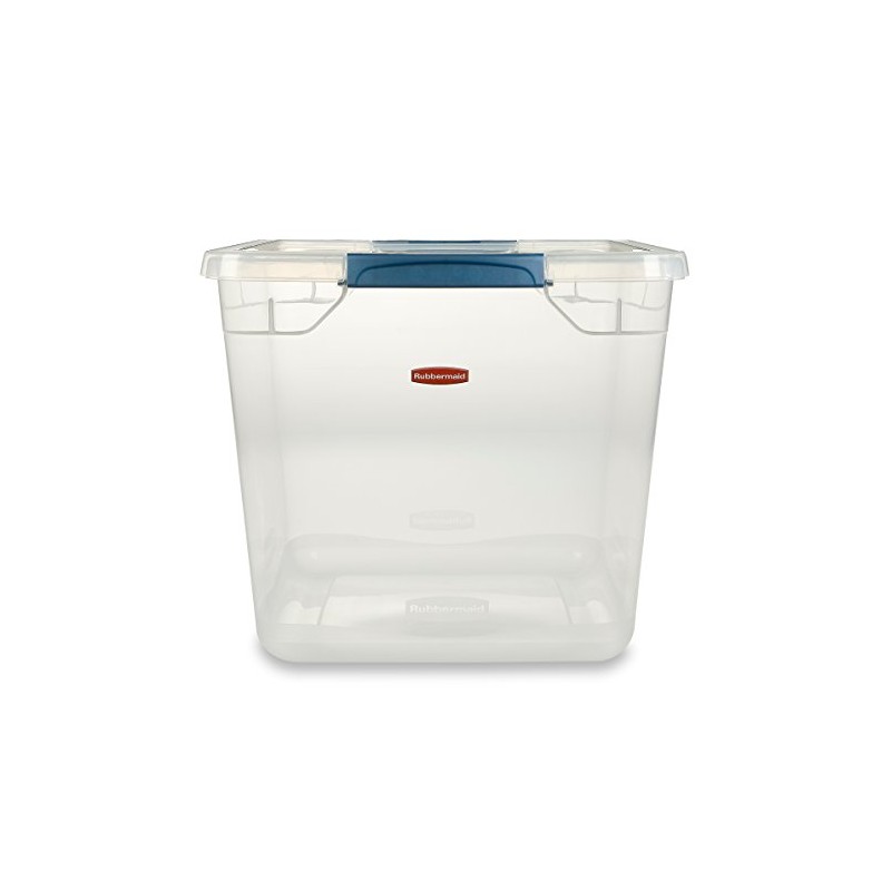 Rubbermaid Clever Store Latching Storage Tote Container, Clear, 30-Qt (FG3Q2500CLMCB)