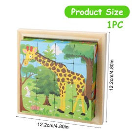 KQDRAVINE Wooden Cube Puzzle, Wooden Puzzle 3D, Cube Puzzle Games 6 in 1 Animal Motifs for Children, Montessori Toy, Learning Educational Wooden Puzzle Toy, Wooden Toy from 3 4 5 Years